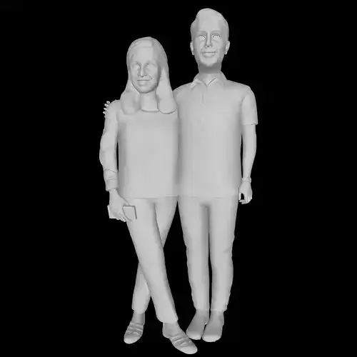 COUPLE IN JEANS - PHONE IN HAND- CHARACTER- HUMANS- PEOPLE 3D print model