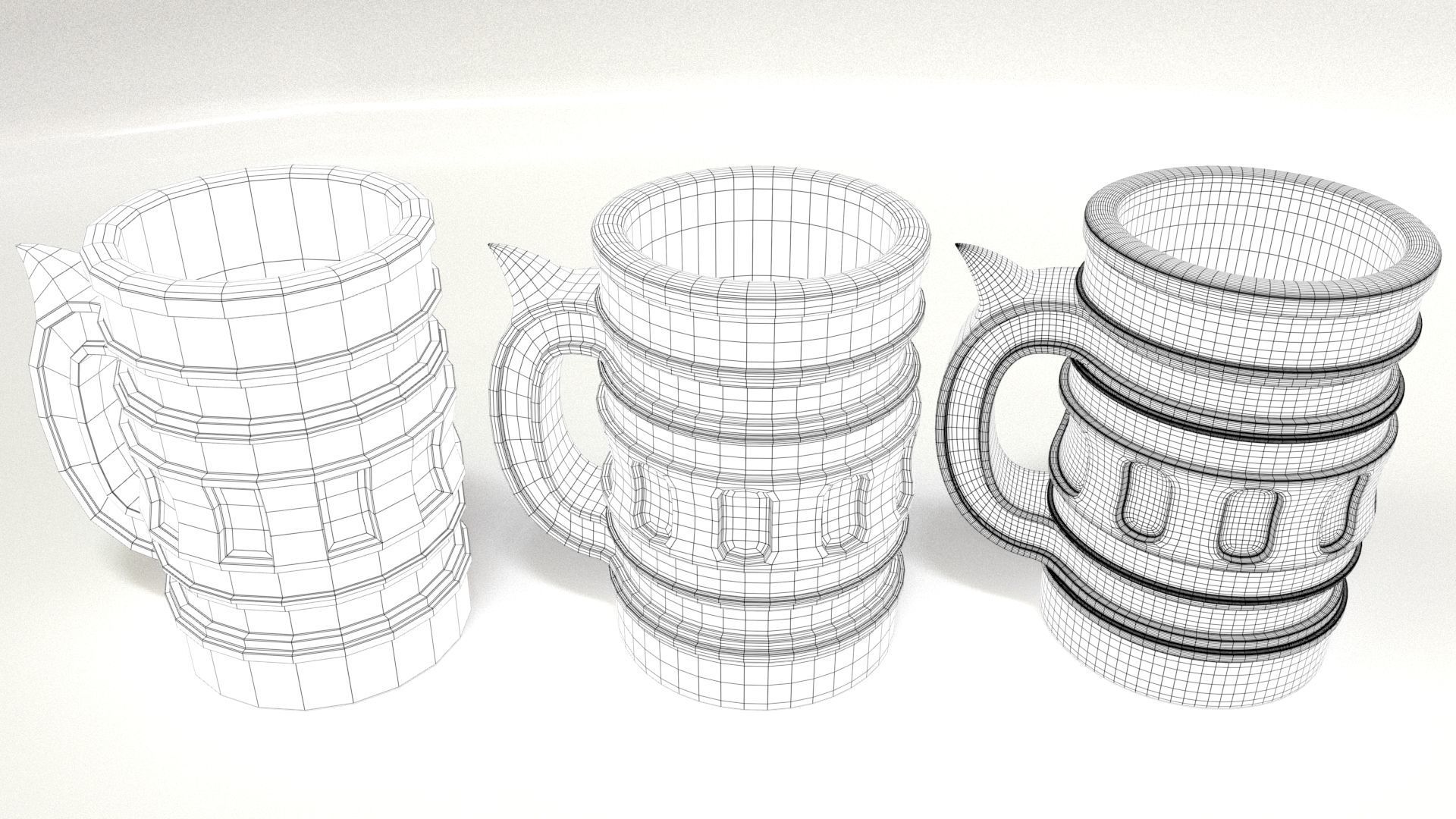 Beer Mug Low-poly 3D model_12