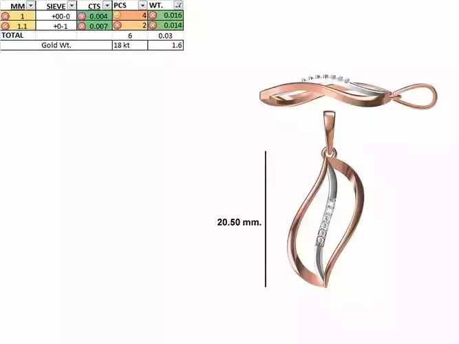 Light Weight Pendant STL OBJ FBX JCD Details