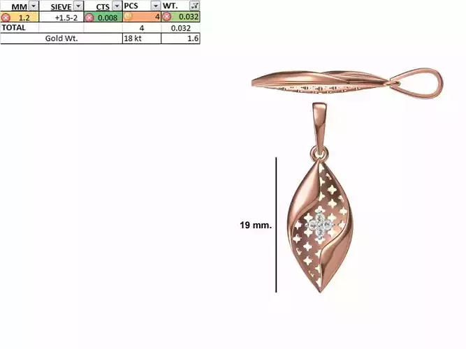 Light Weight Pendant STL OBJ FBX JCD Details