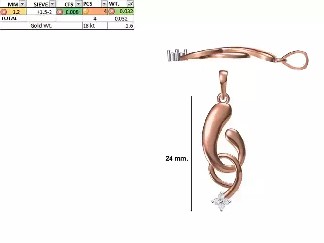 Light Weight Pendant STL OBJ FBX JCD Details