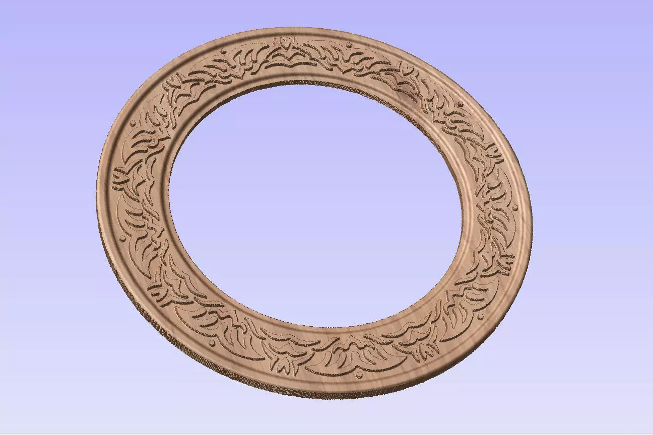 Round frame with waves ornament for pictures or mirror cnc 3D print model_0