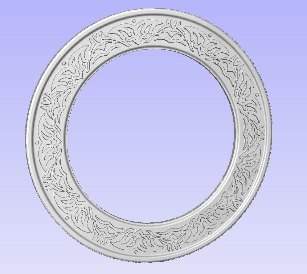 Round frame with waves ornament for pictures or mirror cnc 3D print model_5