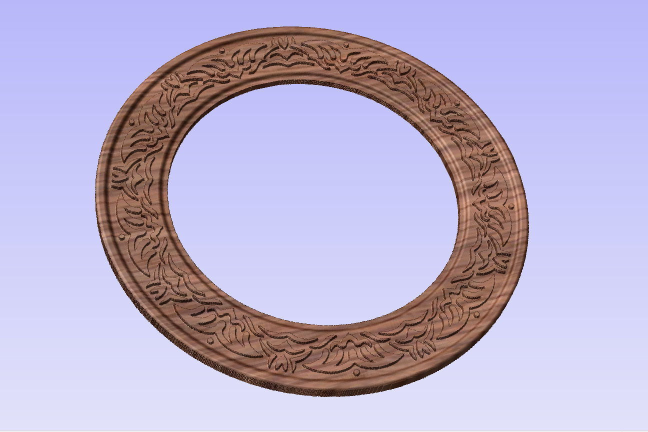 Round frame with waves ornament for pictures or mirror cnc 3D print model_1