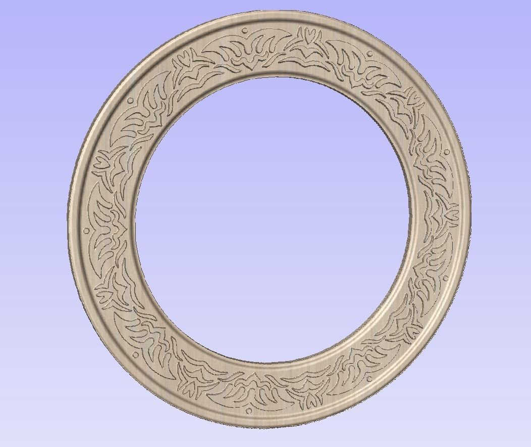 Round frame with waves ornament for pictures or mirror cnc 3D print model_3