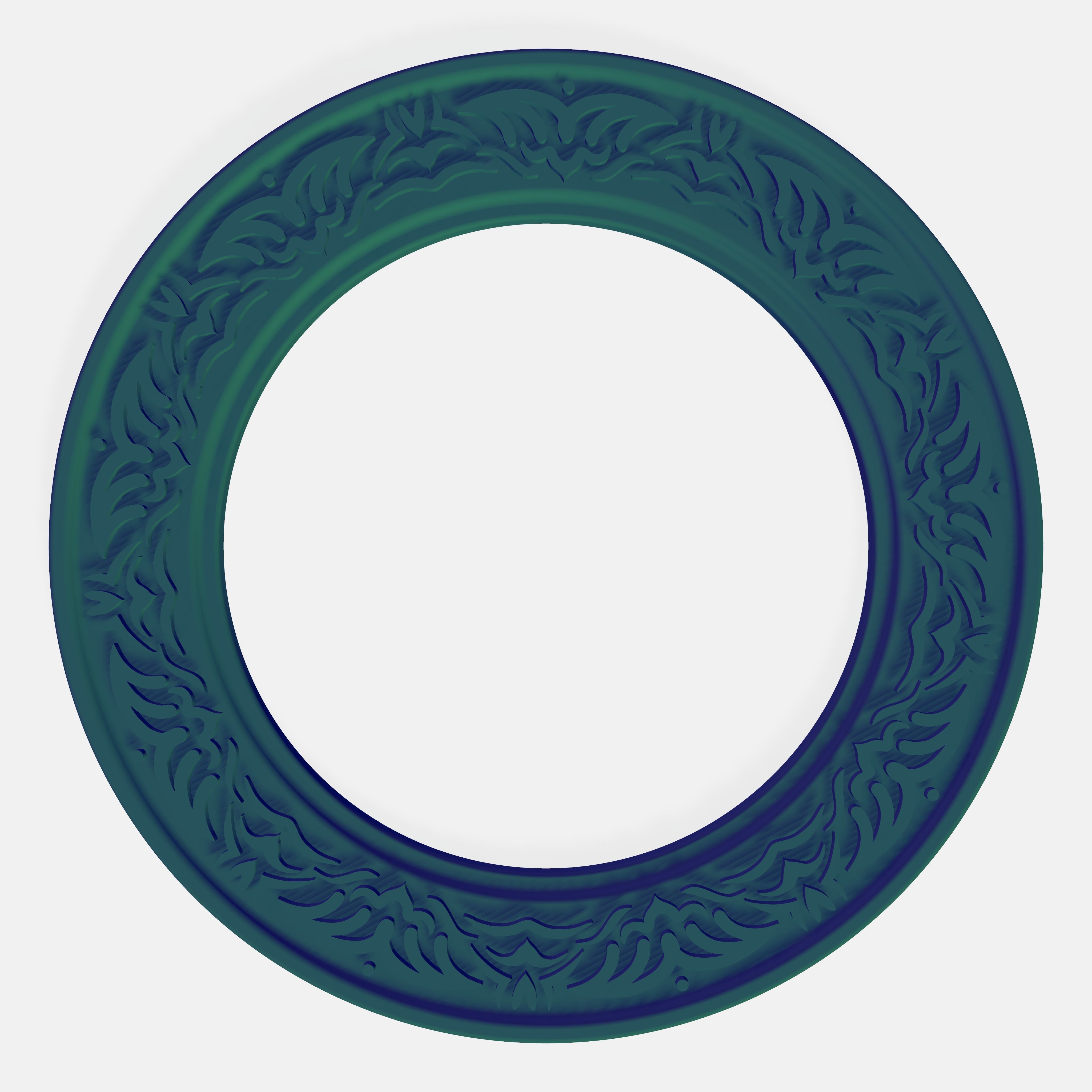 Round frame with waves ornament for pictures or mirror cnc 3D print model_7