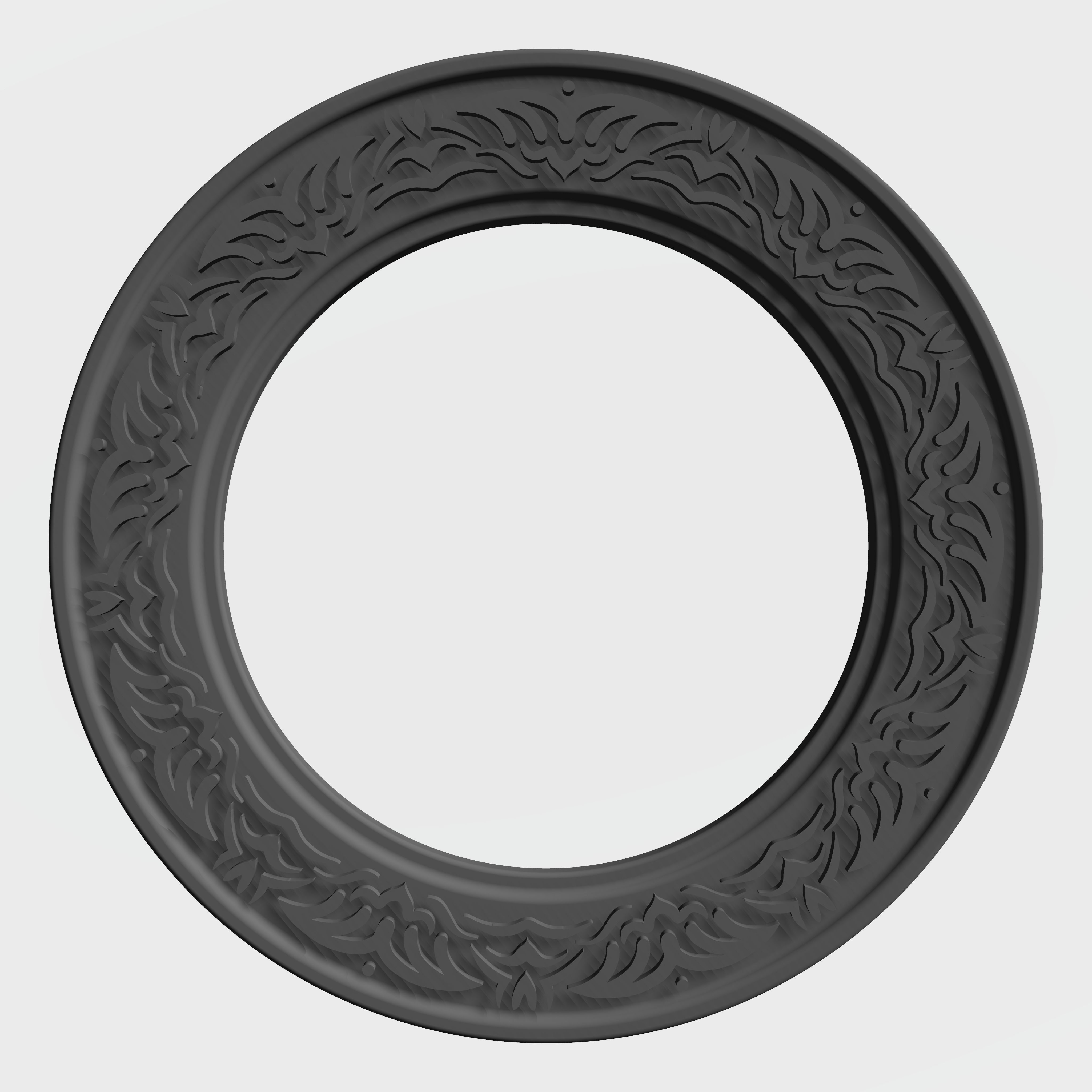 Round frame with waves ornament for pictures or mirror cnc 3D print model_8