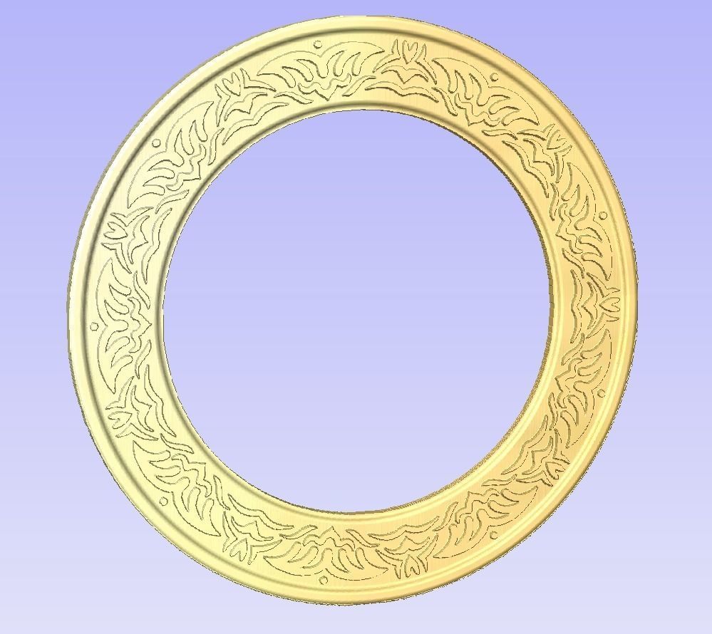 Round frame with waves ornament for pictures or mirror cnc 3D print model_4