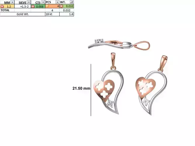 Heart Light Weight Pendant STL OBJ FBX JCD Details