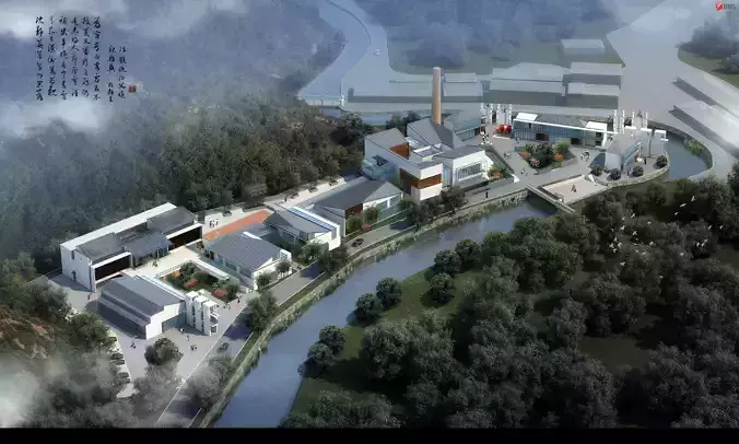 The area before the factory design 3D model