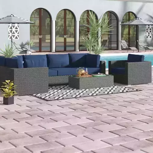 Tripp Wicker Rattan Seating Group Patio Conversation Chair