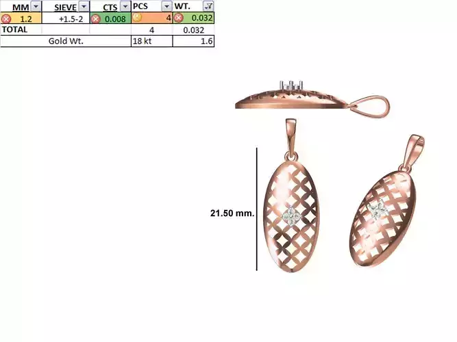 Light Weight Pendant STL OBJ FBX JCD Details