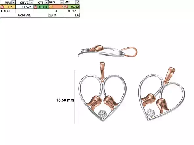 Heart Light Weight Pendant STL OBJ FBX JCD Details