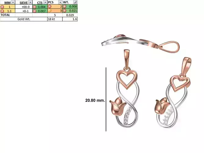 Heart Light Weight Pendant STL OBJ FBX JCD Details 3D print model