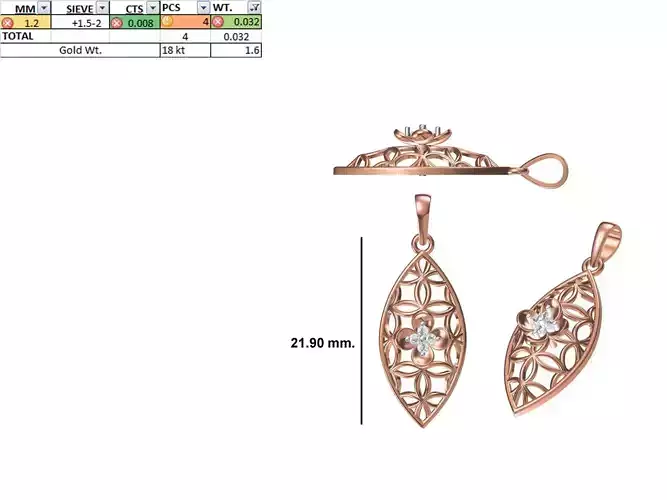 Light Weight Pendant STL OBJ FBX JCD Details