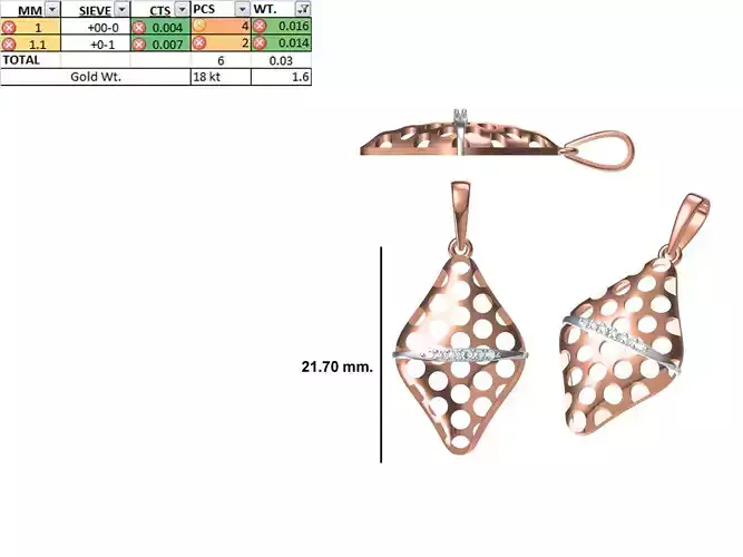 Light Weight Pendant STL OBJ FBX JCD Details