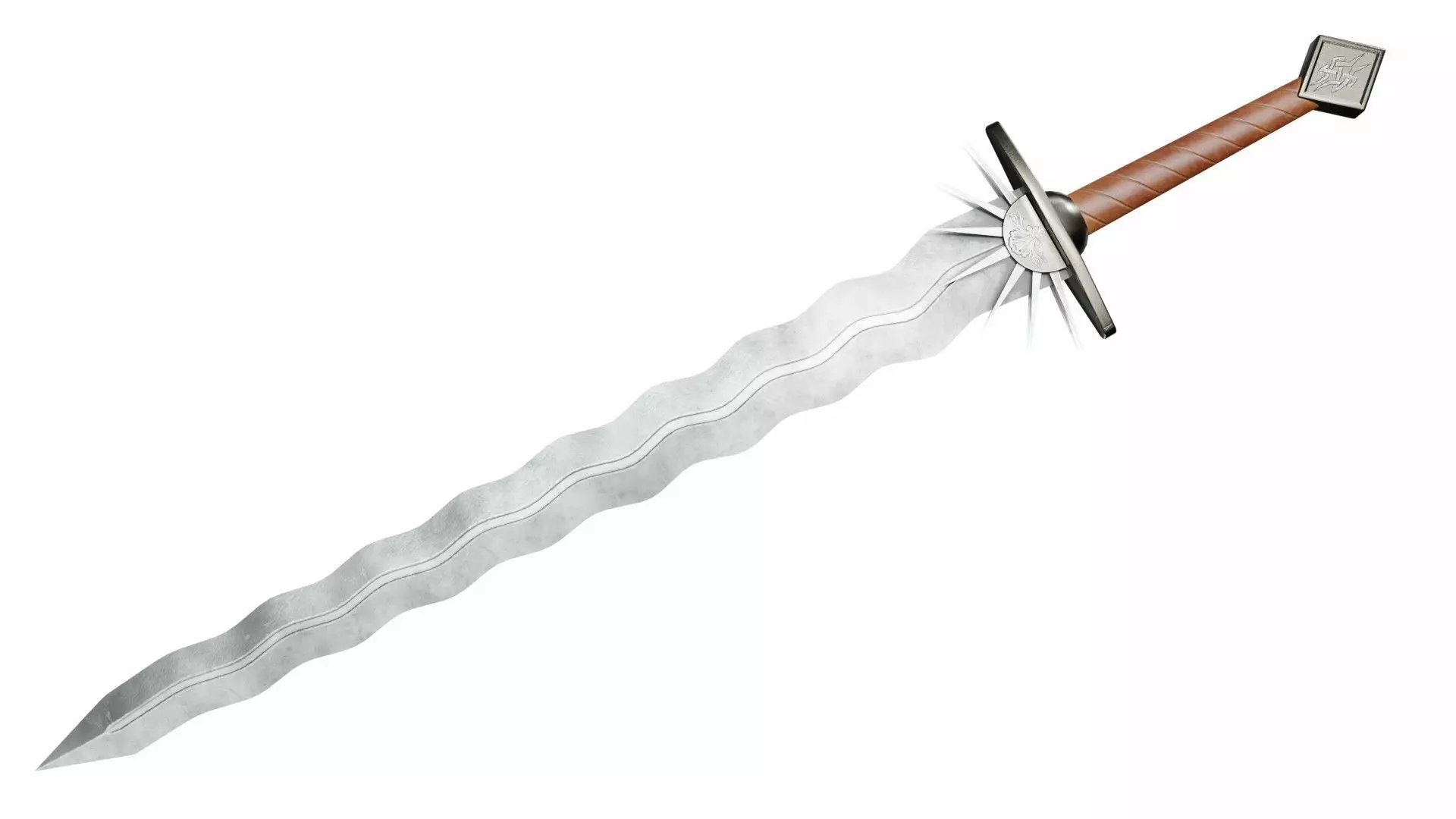 Wavy sword 3D model_0