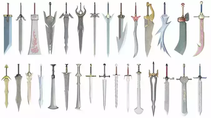 Collection of 30 fantasy swords