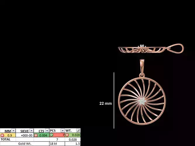 Light Weight Pendant STL OBJ FBX JCD Details