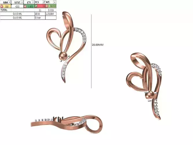 Heart Light Weight Pendant STL OBJ FBX JCD Details 3D print model