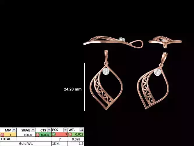 Light Weight Pendant STL OBJ FBX JCD Details