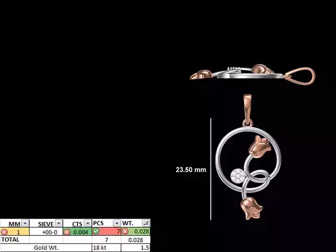 Light Weight Pendant STL OBJ FBX JCD Details