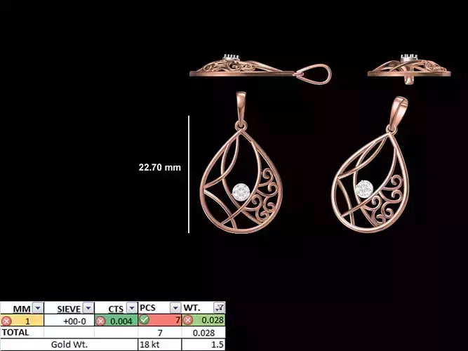 Light Weight Pendant STL OBJ FBX JCD Details