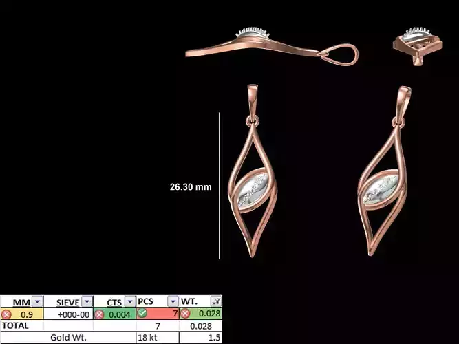 Light Weight Pendant STL OBJ FBX JCD Details