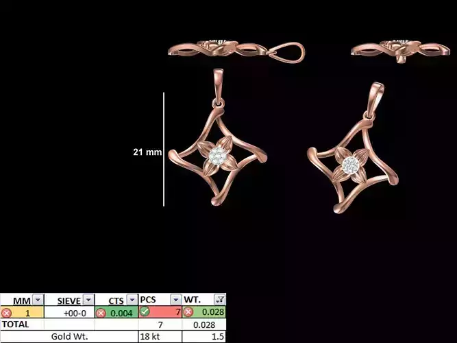 Light Weight Pendant STL OBJ FBX JCD Details