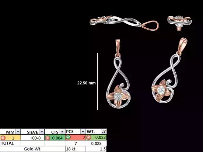 Light Weight Pendant STL OBJ FBX JCD Details