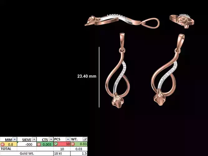 Light Weight Pendant STL OBJ FBX JCD Details