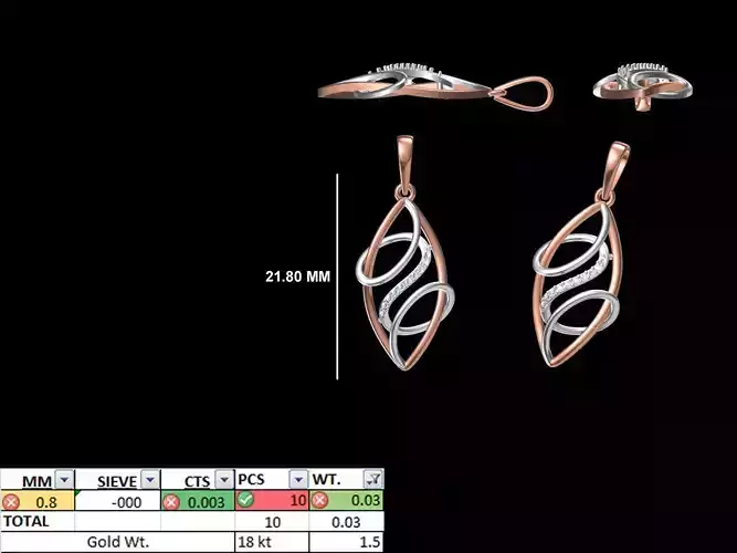 Light Weight Pendant STL OBJ FBX JCD Details