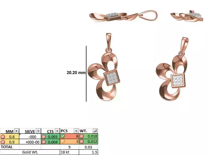 Light Weight Pendant STL OBJ FBX JCD Details