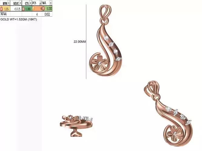 Light Weight Pendant STL OBJ FBX JCD Details