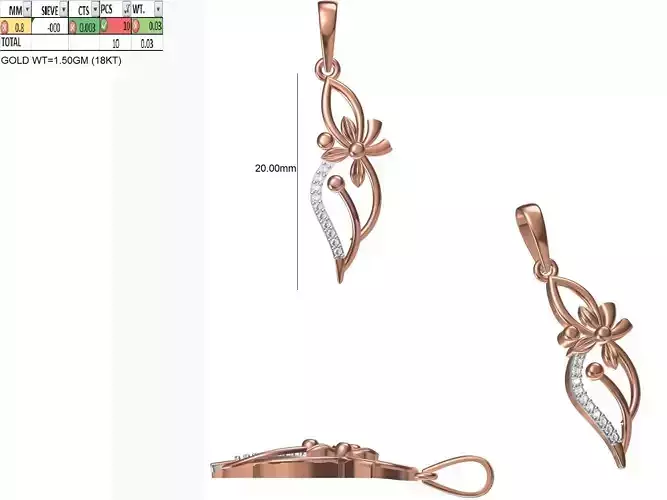 Light Weight Pendant STL OBJ FBX JCD Details