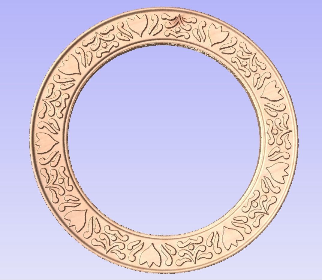 Round frame with lotus ornament for pictures photo mirror cnc 3D print model_3