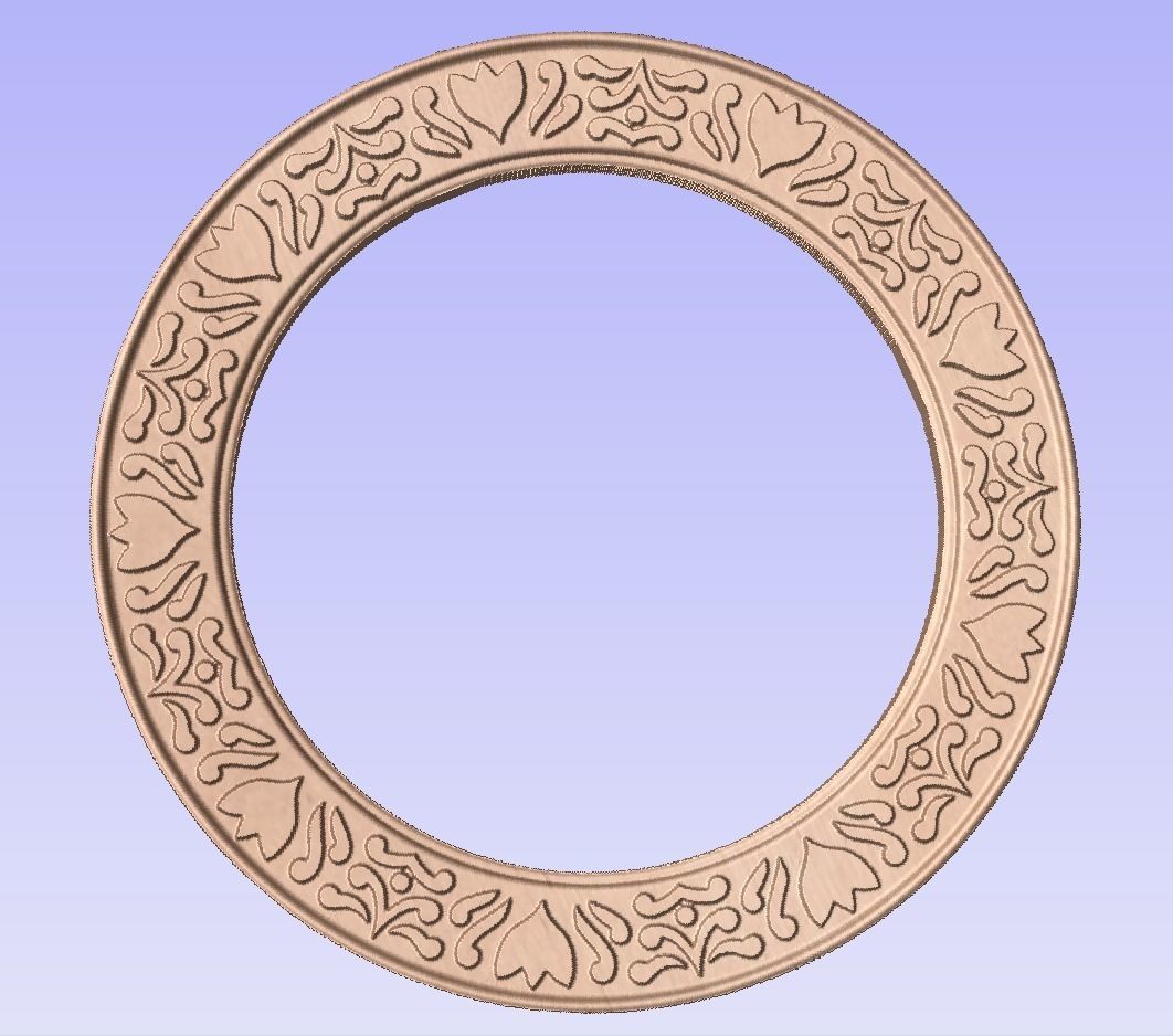 Round frame with lotus ornament for pictures photo mirror cnc 3D print model_4