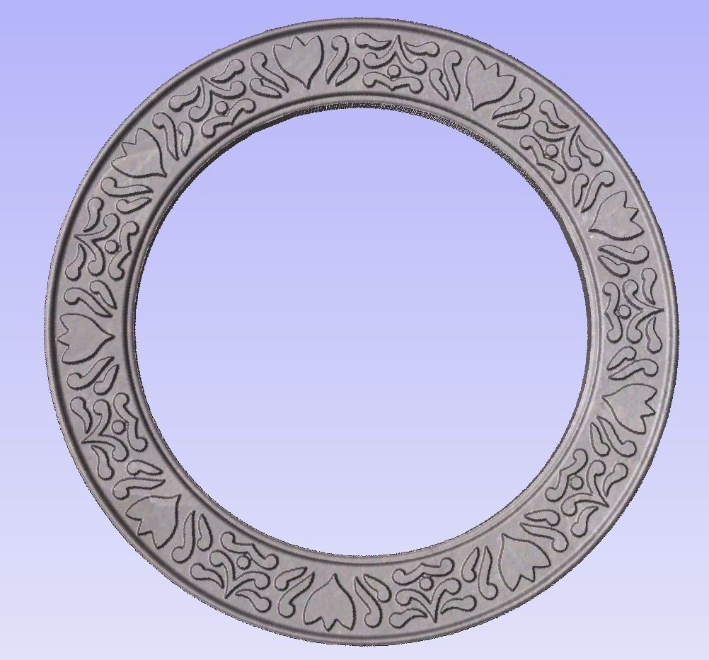 Round frame with lotus ornament for pictures photo mirror cnc 3D print model_8