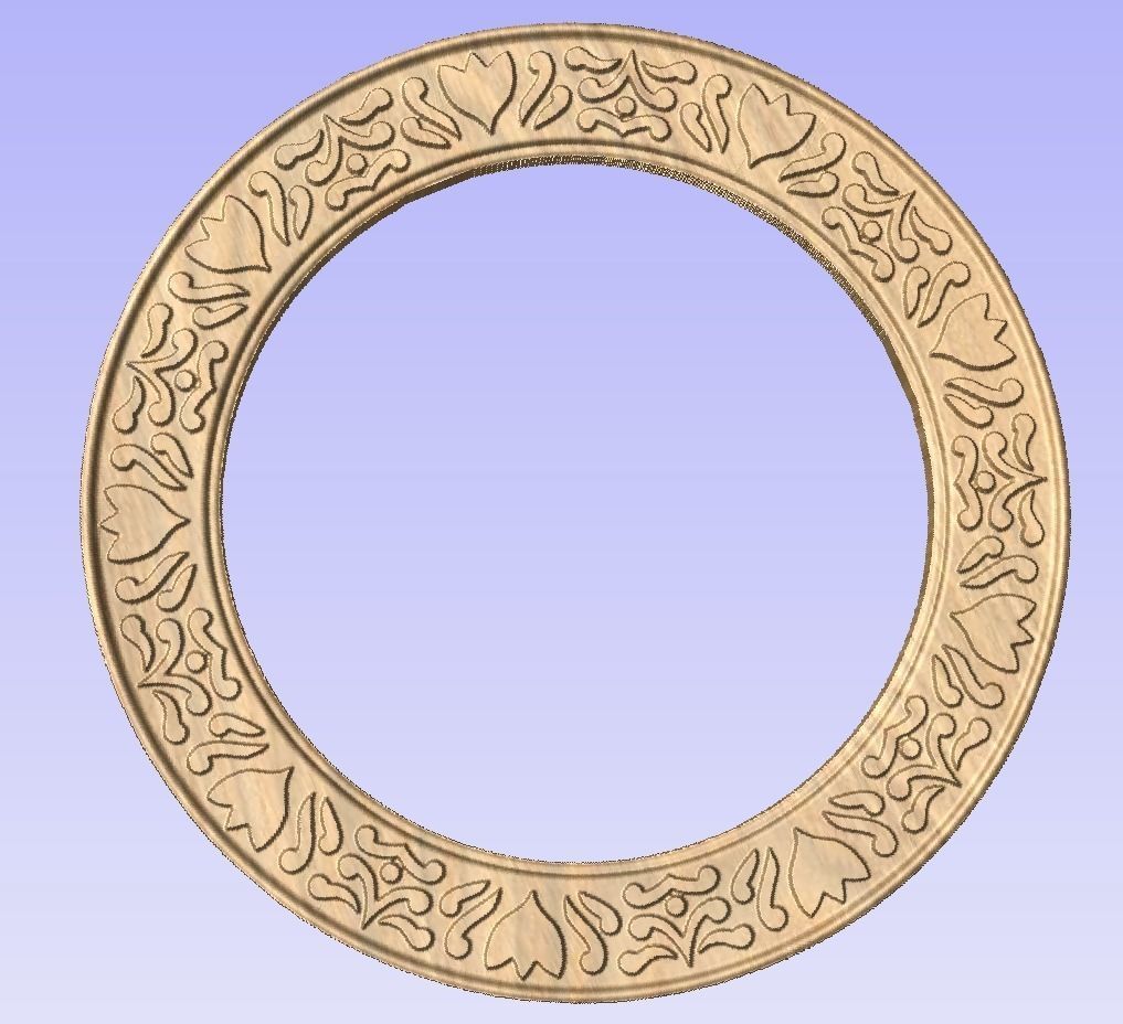 Round frame with lotus ornament for pictures photo mirror cnc 3D print model_6