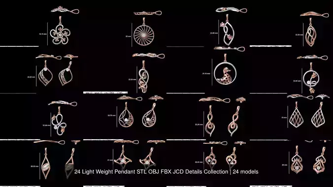 24 Light Weight Pendant STL OBJ FBX JCD Details Collection