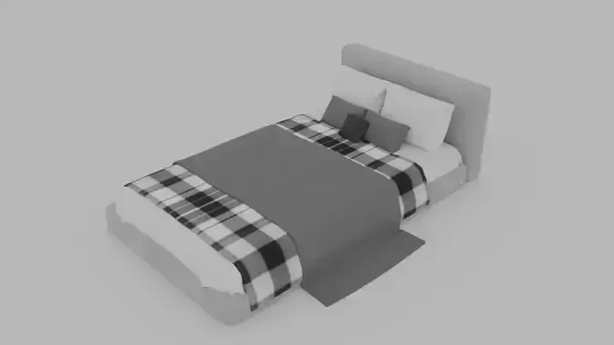 bed in gray 3D model