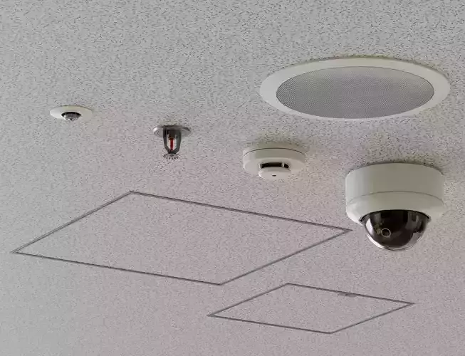 Low Poly Ceiling Access Hole Speaker Camera Fire Alarm Sprinkler Low-poly 3D model