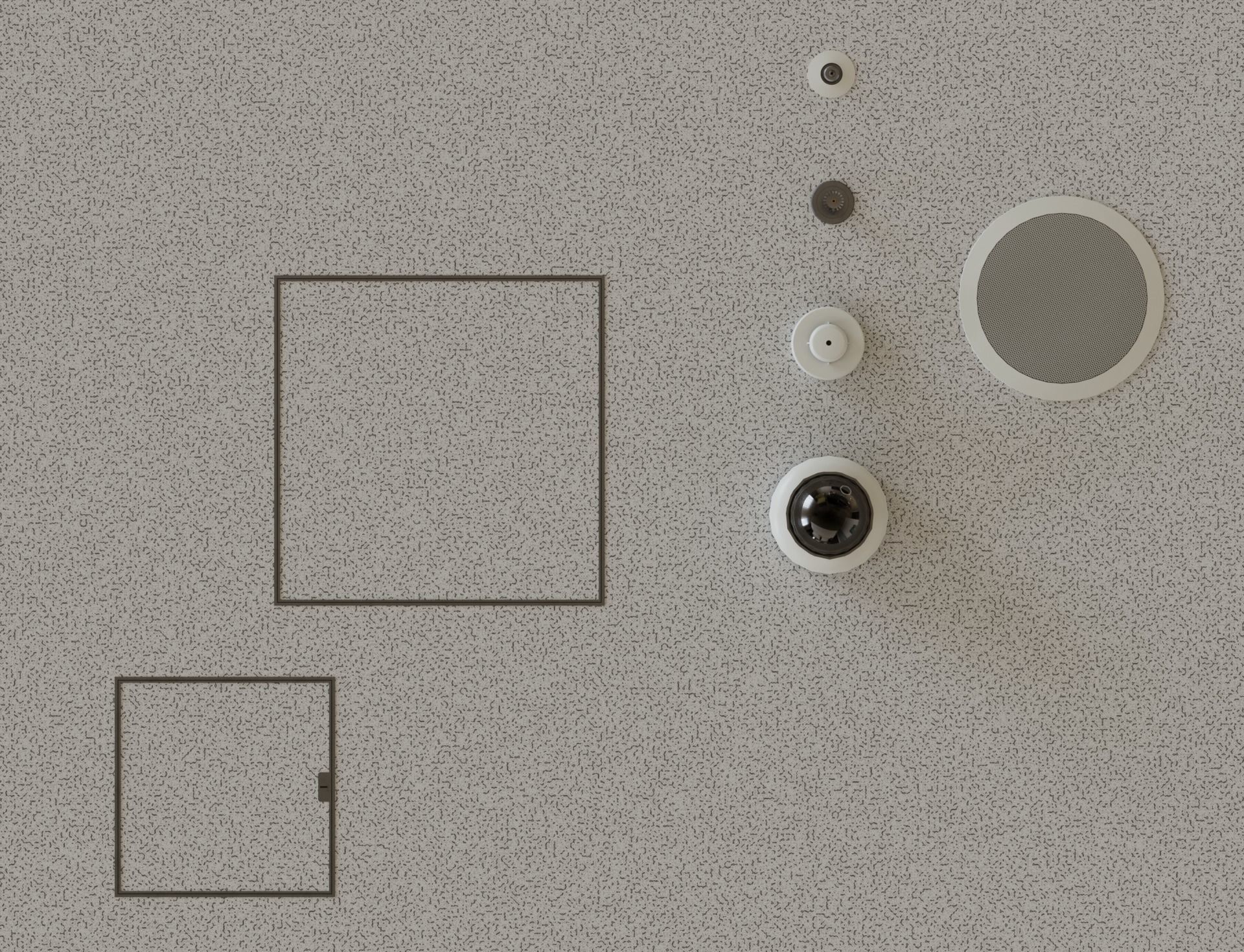 Low Poly Ceiling Access Hole Speaker Camera Fire Alarm Sprinkler Low-poly 3D model_1