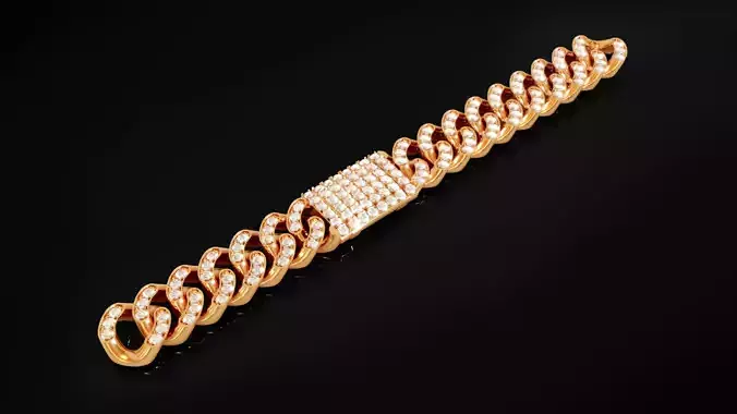 Diamond Cuban link bracelet 5 3D print model