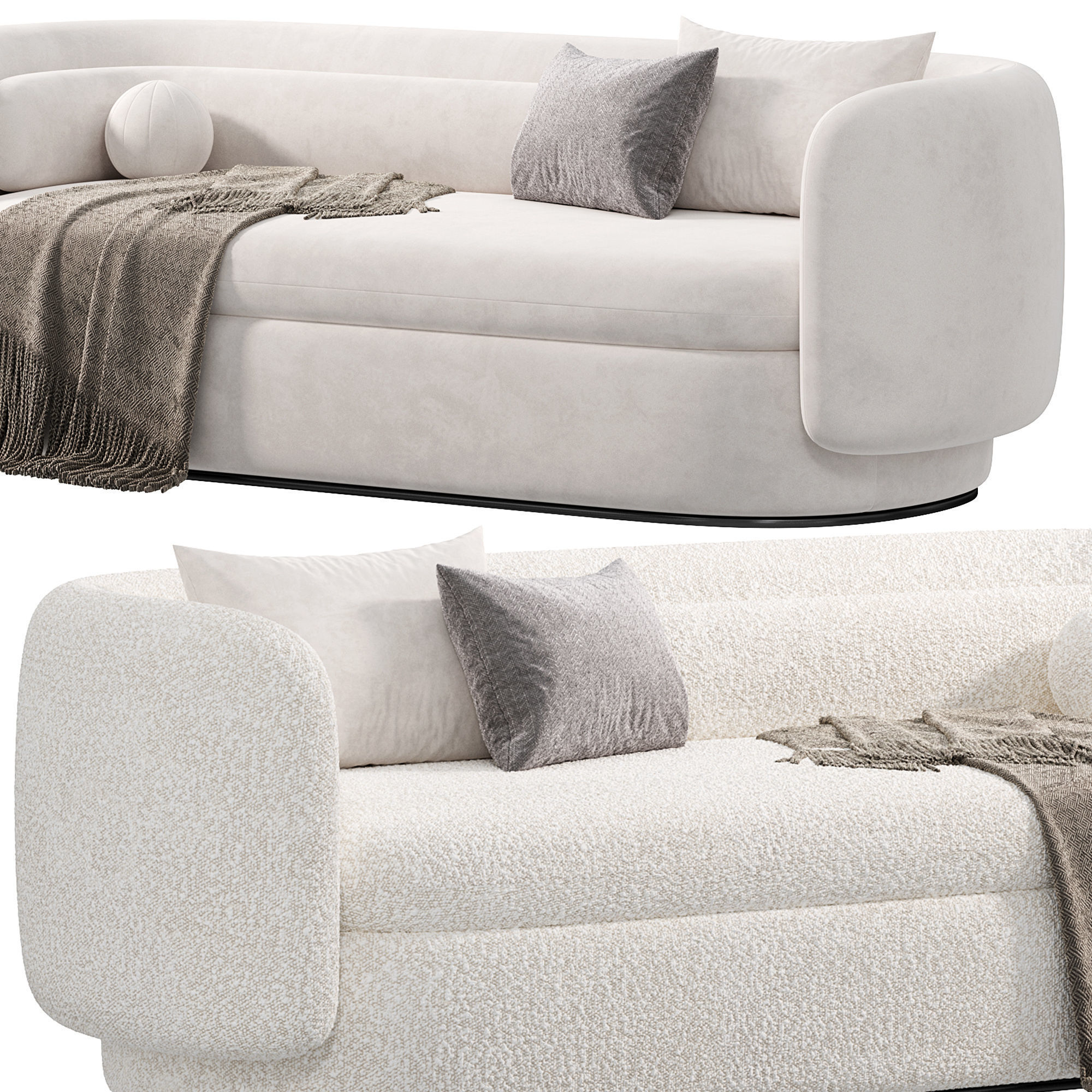 Group three seat sofa formal by Philippe Malouin 3D model_1