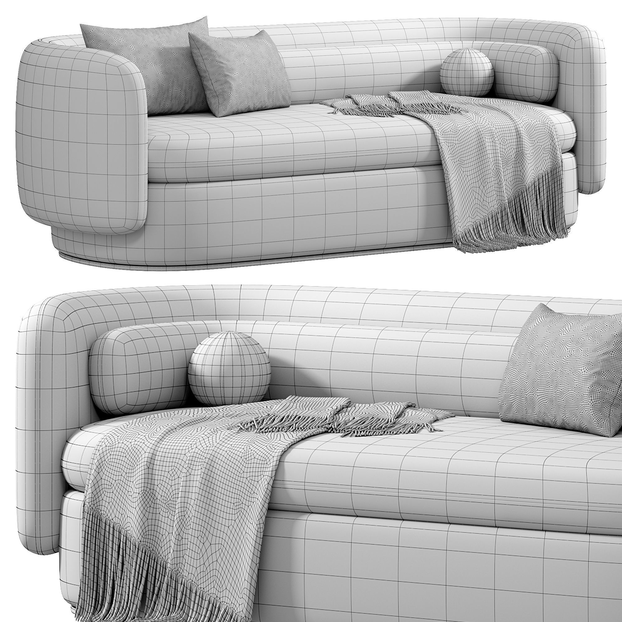 Group three seat sofa formal by Philippe Malouin 3D model_2