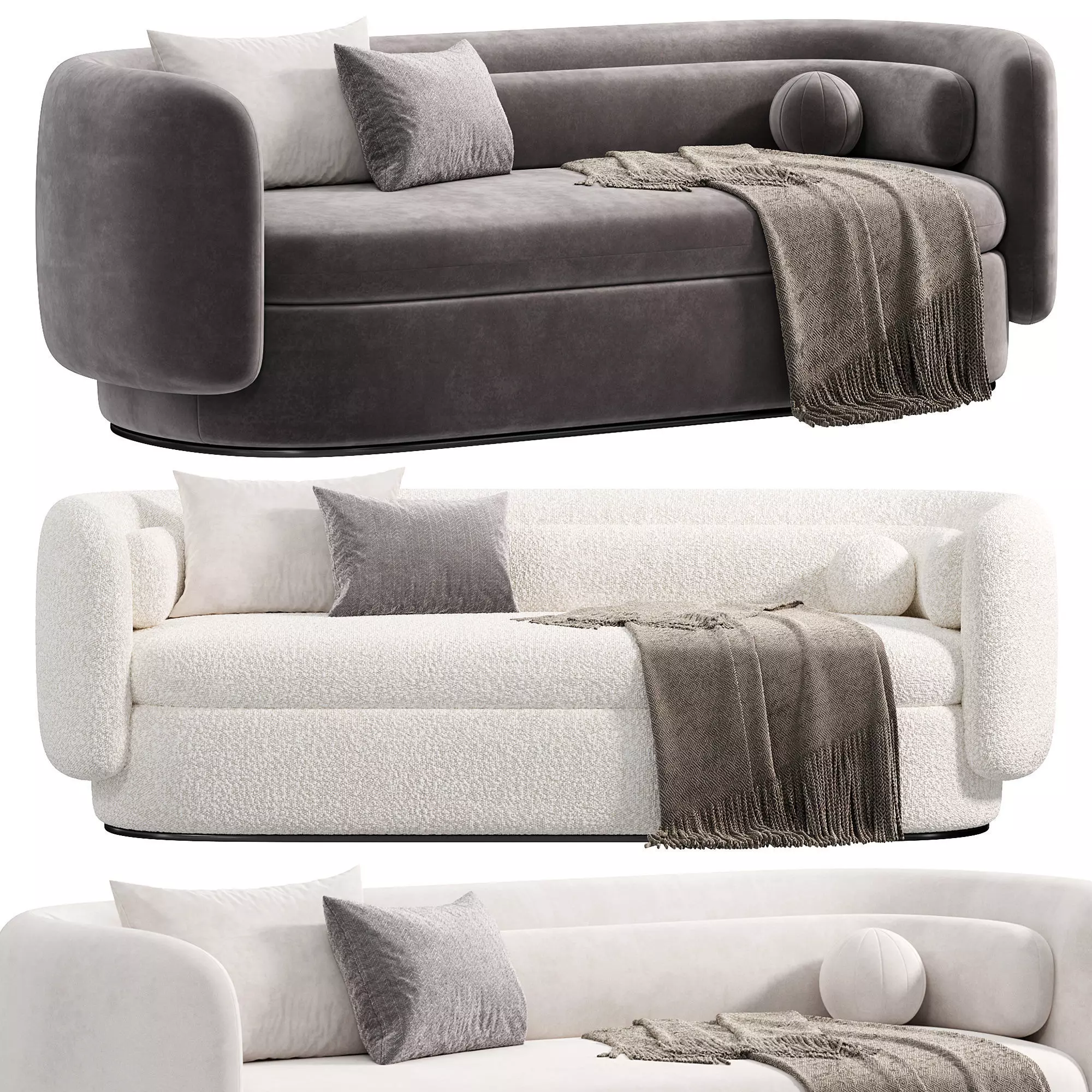 Group three seat sofa formal by Philippe Malouin 3D model_0