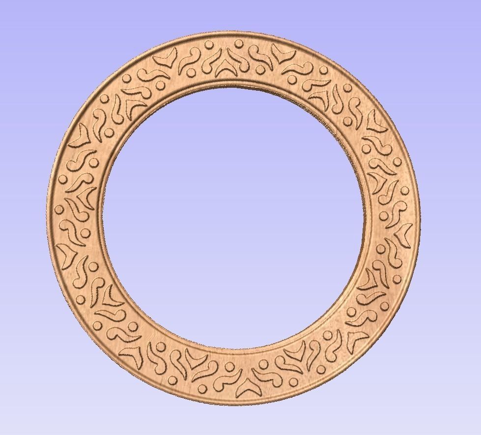 Round frame with spring birds ornament for pictures photo cnc 3D print model_8