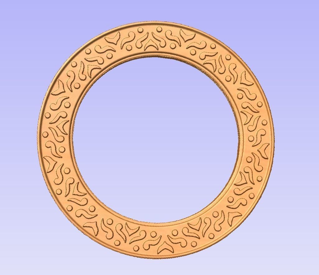 Round frame with spring birds ornament for pictures photo cnc 3D print model_4