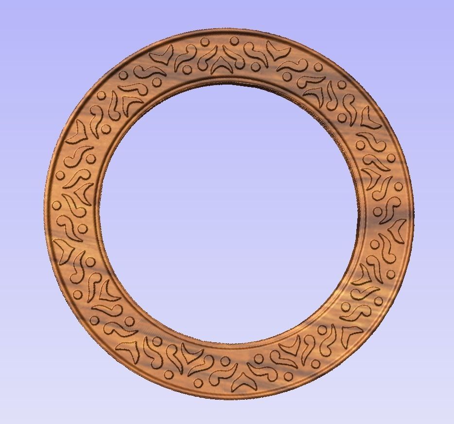 Round frame with spring birds ornament for pictures photo cnc 3D print model_7